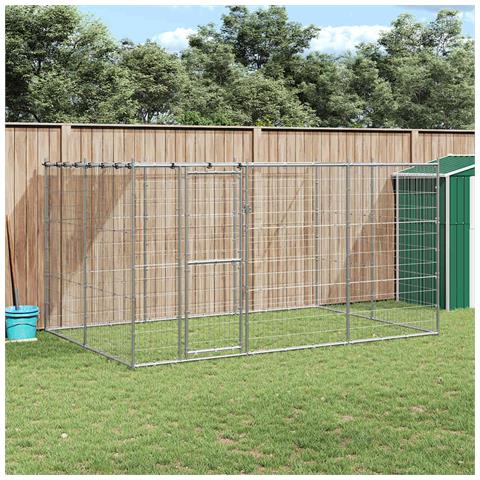 Gabbia Per Cani Da Esterno In Acciaio Zincato Con Tetto 7,26 M² - Foto 8