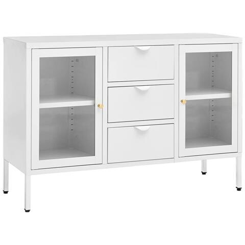 Lusso Casadino -  Credenza Bianca 105x35x70 Cm In Acciaio E Vetro Temperato - Foto 1
