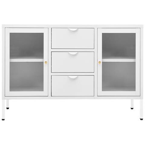 Lusso Casadino -  Credenza Bianca 105x35x70 Cm In Acciaio E Vetro Temperato - Foto 2