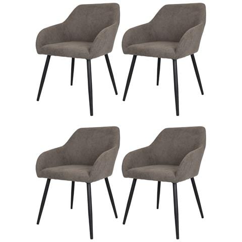 Set 4 Sedie Sala Da Pranzo Lignano Gambe In Acciaio Nero Opaco, Tessuto Grigio Cemento - Foto 1