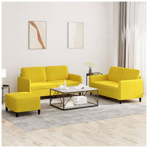 Set di Divani 3 pz Giallo in Velluto - Foto 2