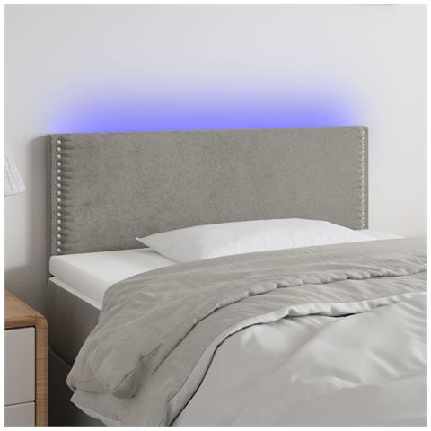 Testiera a LED Grigio Chiaro 90x5x78/88 cm in Similpelle - Foto 2