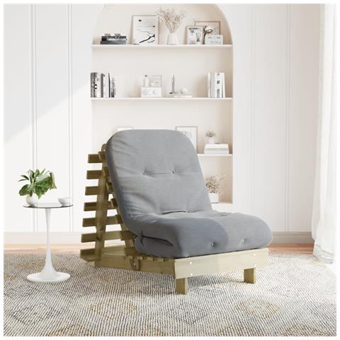 Divano Letto Futon con Materasso 70x206x11cm Pino Impregnato - Foto 2