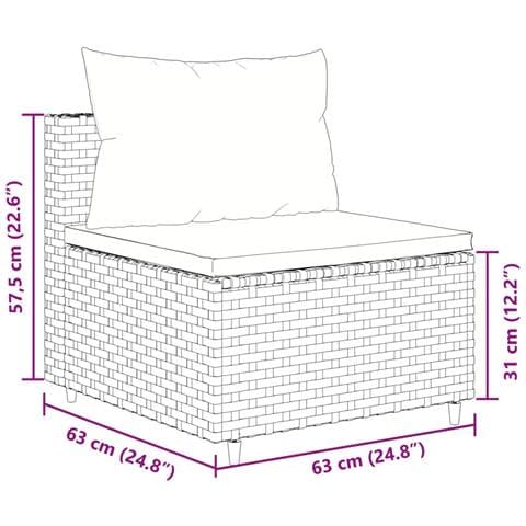 Set Salotto da Giardino 10pz con Cuscini in Polyrattan Nero - Foto 9