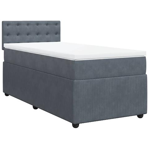 Giroletto a Molle con Materasso Grigio Scuro 90x190 cm Velluto - Foto 1