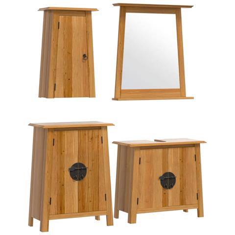 Set Mobili da Bagno 4 pz in Legno Massello di Pino - Foto 1