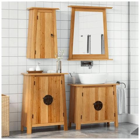 Set Mobili da Bagno 4 pz in Legno Massello di Pino - Foto 2
