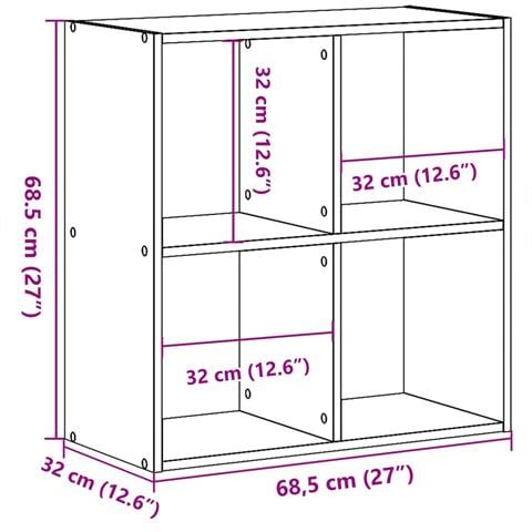 Libreria Nera Rovere 68,5x32x68,5 cm Legno Ingegnerizzato - Foto 9