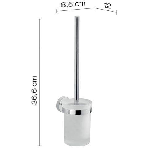 Scopino Wc Con Ciuffo In Setole Da Muro In Acciaio Inox E Cromall 2333-03 Serie Eros Cromato - Foto 2