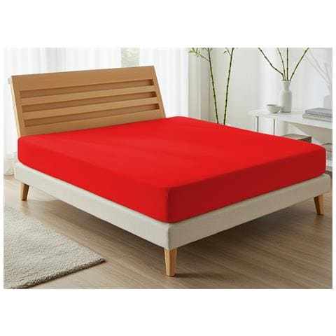 Lenzuola Sotto Con Angoli No Stiro In Tinta Unita Modello Francesca 2 Piazze Rosso - Foto 1