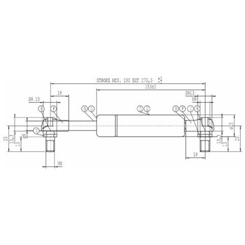 Molla A Gas Estensione Max 275,5mm 100 N Adattabile Al Riferimento Originale Fendt 0000727510 - Foto 2