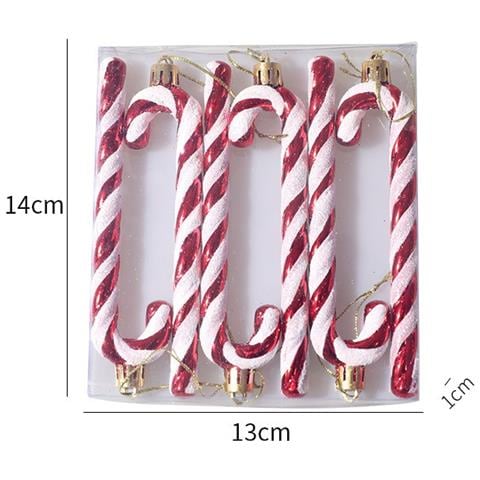 Set Di 6 Ornamenti Natalizi A Forma Di Bastoncino Di Zucchero - Decorazioni Festive Red - Foto 2