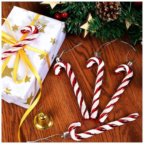 Set Di 6 Ornamenti Natalizi A Forma Di Bastoncino Di Zucchero - Decorazioni Festive Red - Foto 7