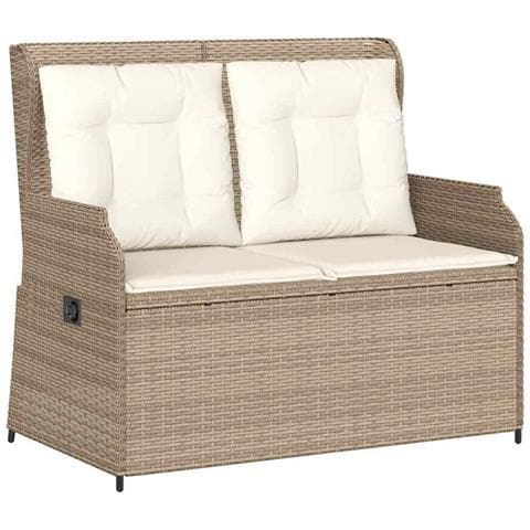 Panchina da giardino con cuscino Beige Poly Rattan - Foto 1