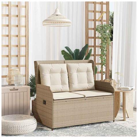 Panchina da giardino con cuscino Beige Poly Rattan - Foto 2