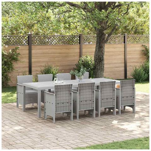 Set da Pranzo per Giardino 9 pcs Bianco Rattan Polt - Foto 2