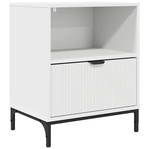 Comodino con cassetto Bianco 49 x 36 x 61 cm Legno multistrato - Foto 1