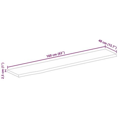 Piano Tavolo 160x40x2,5 cm Bordi Vivi Legno di Mango Grezzo - Foto 9