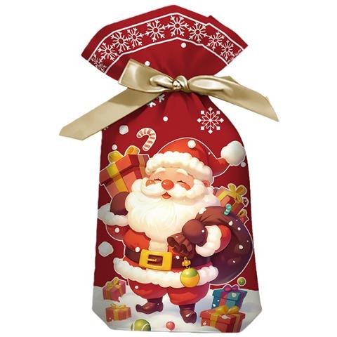 Sacchetti Di Natale Per Dolci Fiocco Di Neve Babbo Natale 12x17cm (confezione Da 50) Sacchetti Regalo Con Coulisse - Foto 2