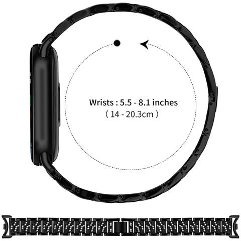 Cinturino Bracciale Sottile Con Diamanti Compatibile Con Xiaomi Mi Band 8/9/10 - Acciaio Inossidabile Black - Foto 2