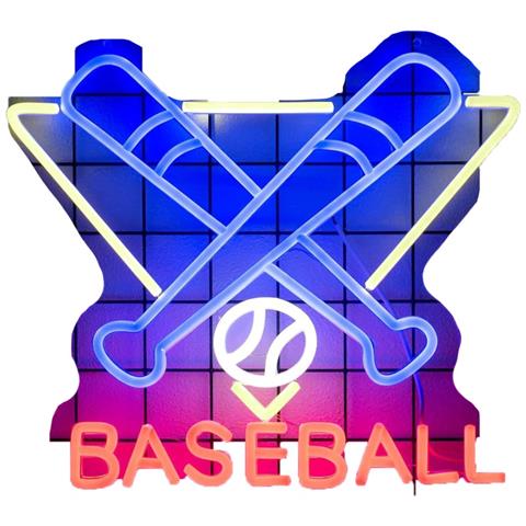 Insegna Al Neon Led Baseball 40x34cm - Luce Decorativa Alimentata Tramite Usb - Foto 1