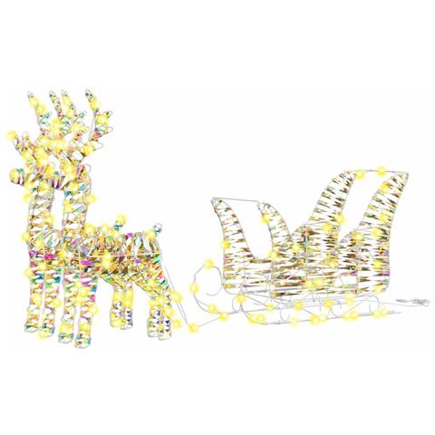 Slitta trainata da renna Bianco caldo 30 x 12 x 54.5 cm PET - Foto 1