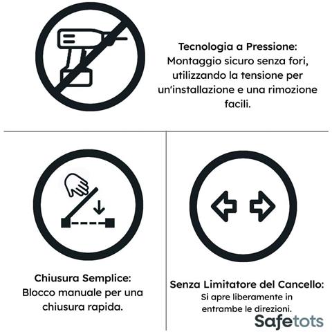 Bettacare Cancelletto Elegance In Legno, Bianco, 97cm - 105cm, Cancelletto Di Sicurezza A Pressione, Passaggio Extra Largo Di 65cm - Foto 2