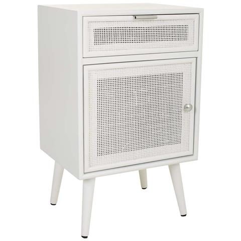 Comodino In Legno E Rete Bianca 42x36,5x71 - Foto 1