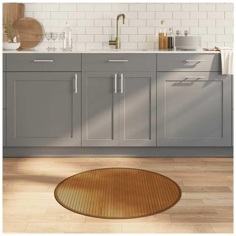 Tappeto Rotondo Marrone 80 cm in Bambù - Foto 2