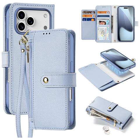 Cover Cartera per iPhone 17 Pro - Pelle /PU, Blu Claro - Foto 1