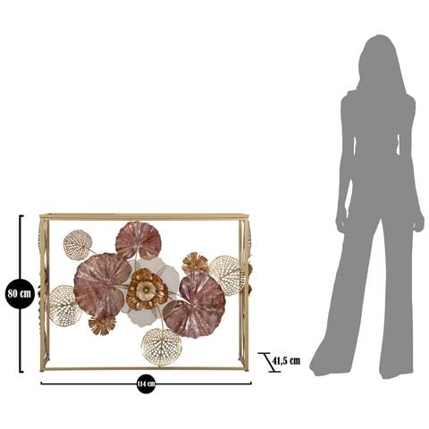 Console Glam Redy In Ferro E Vetro Con Decori Floreali Cm 114x41,5x80 - Foto 8