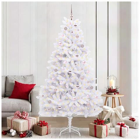 Albero di Natale Artificiale con Rami Pieghevoli Bianco 210 cm - Foto 2