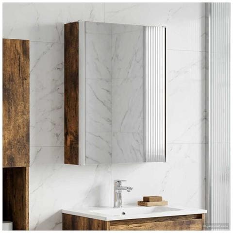 Mobiletto per specchio da bagno Rovere fumé 33 x 11,5 x 50 cm - Foto 2
