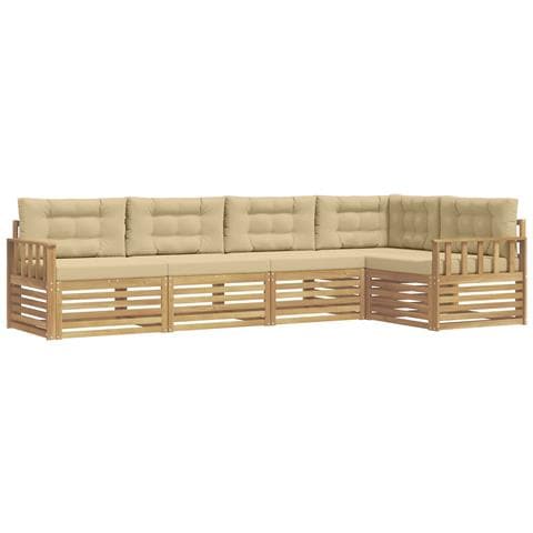 Set di divani da esterno 6 pcs Bianco e Beige Poliestere - Foto 1