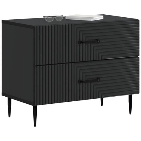 Armadio da Notte Nero 62 x 34,5 x 47,5 cm Legno ingegnerizzato - Foto 2