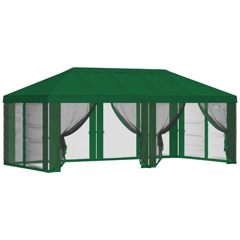 Copertura Gazebo con Pareti Laterali 6 x 3 m Verde Poliestere - Foto 1