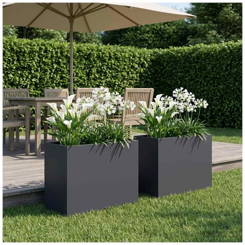Vaso da giardino 2 pz Antracite 60 x 30 x 50 cm - Foto 2