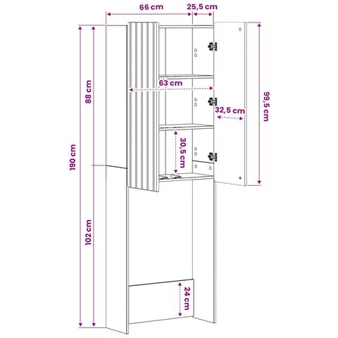Mobile Bagno ZWOLLE Legno antico 66 x 25,5 x 190 cm - Foto 9