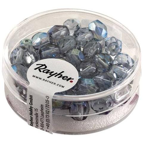 Perline Sfaccettate In Vetro Iridescente Grigio Blu, 6 Mm - Foto 1