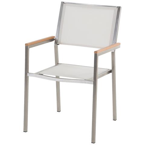 Set Di Tavolo E 6 Sedie Da Giardino In Acciaio, Basalto E Fibra Tessile Bianca - Piano Singolo - Nero Fiammato- 180cm - Grosseto - Foto 29