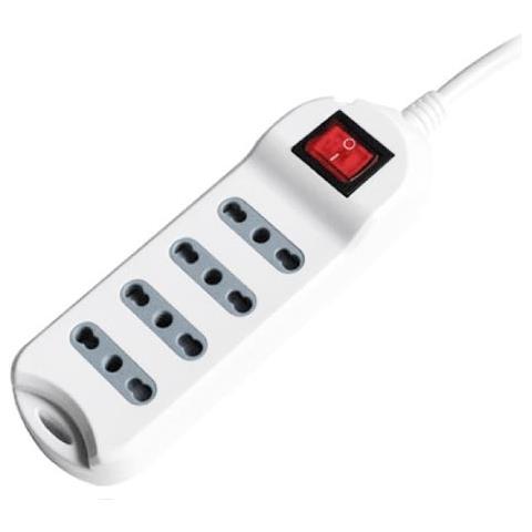 Multipresa Ciabatta 4 Posti Prese / bipasso 10/16a Standard Italiano Interruttore Luminoso - Sku 8740 - Foto 1