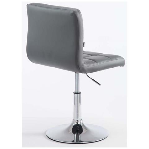 Set 2 Sedie Lounge Design Palma V2 I Coppia Sedie Sgabello Girevoli E Imbottite In Similpelle Trapunta I Sgabelli Regolabili 41-55 CM Grigio - Foto 5