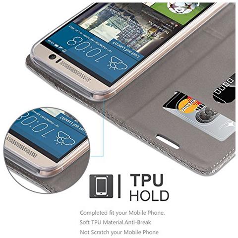 Custodia Compatibile Con Htc One M9 In Grigio Chiaro Marrone - Coperchio Protettiva Con Chiusura Magnetica, Funzione Stand E Tasca Per Le Carte - Foto 2