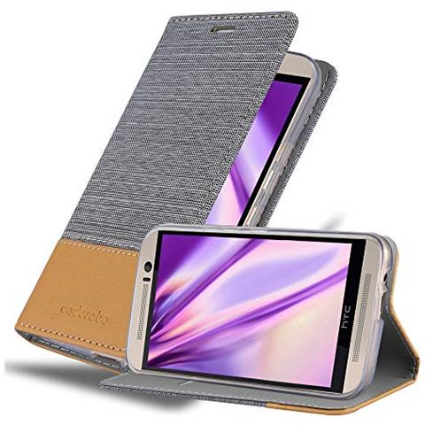 Custodia Compatibile Con Htc One M9 In Grigio Chiaro Marrone - Coperchio Protettiva Con Chiusura Magnetica, Funzione Stand E Tasca Per Le Carte - Foto 1