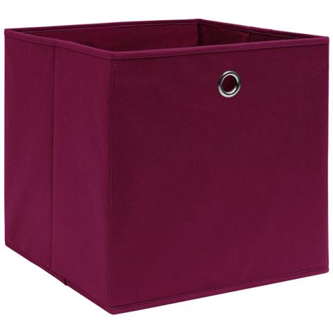 Scatole con Coperchi 4pz Rosso Scuro 32x32x32 cm Tessuto - Foto 5