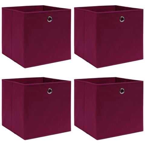 Scatole con Coperchi 4pz Rosso Scuro 32x32x32 cm Tessuto - Foto 1