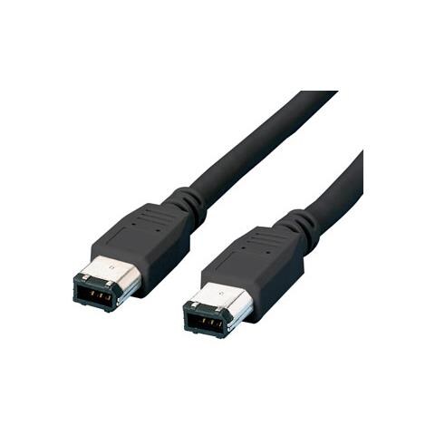 FireWire IEEE-1394 Cable 6/4-pin, 1,8 m - black, Nero - Foto 1
