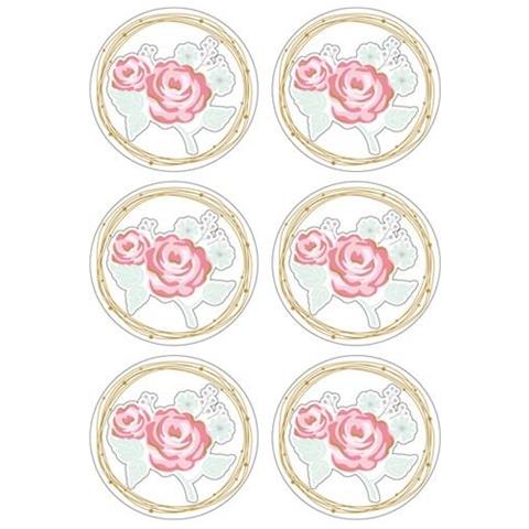 Adesivi 3d Ø 4 Cm - Rosa Su Bianco - Foto 1