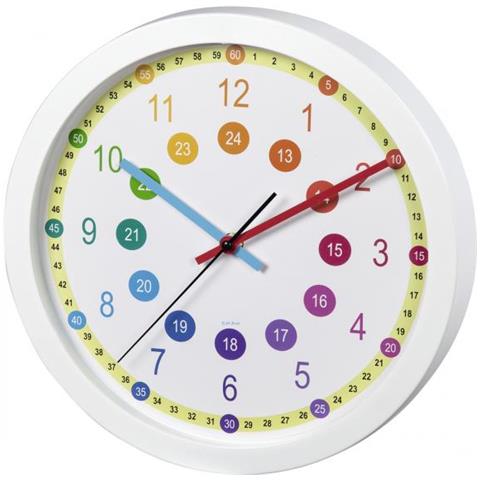 Easy Learning Quartz Wall Clock Cerchio Multicolore, Bianco - Foto 1