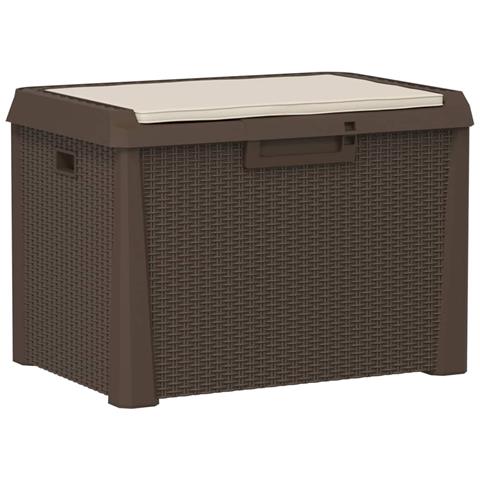 Baule Da Giardino Con Cuscino Seduta Marrone 125 L In Pp - Foto 2